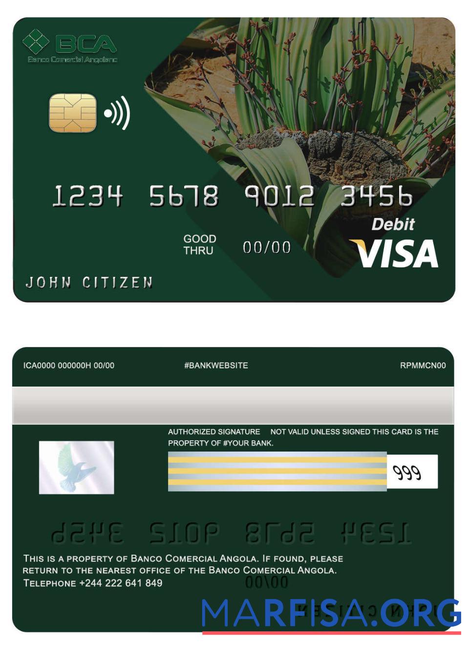 Downloadable Angola Comercial bank visa card download for verification